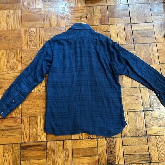 Burberry Blue Plaid 100% Linen Button Down - Picture 2 of 4